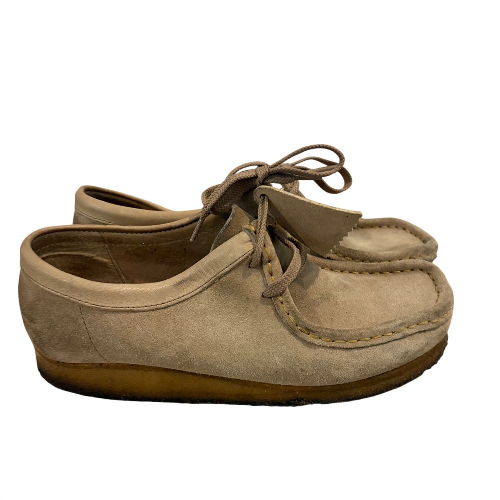 Clarks Wallabees Women's 8.5 M Taupe Suede Leather Lace Up Shoes Crepe Sole